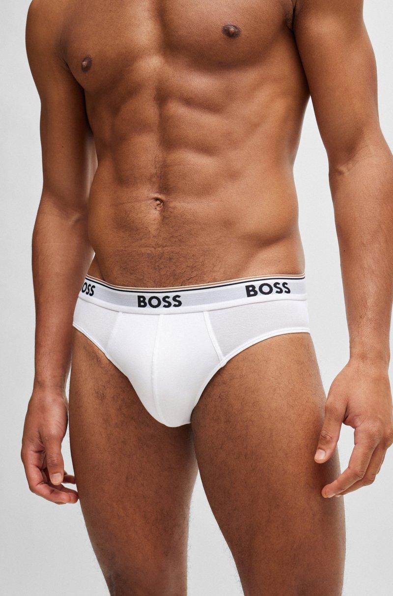 Hugo Boss Paquete De Tres Slips En Algodón Elástico Con Logos En La Cinturilla