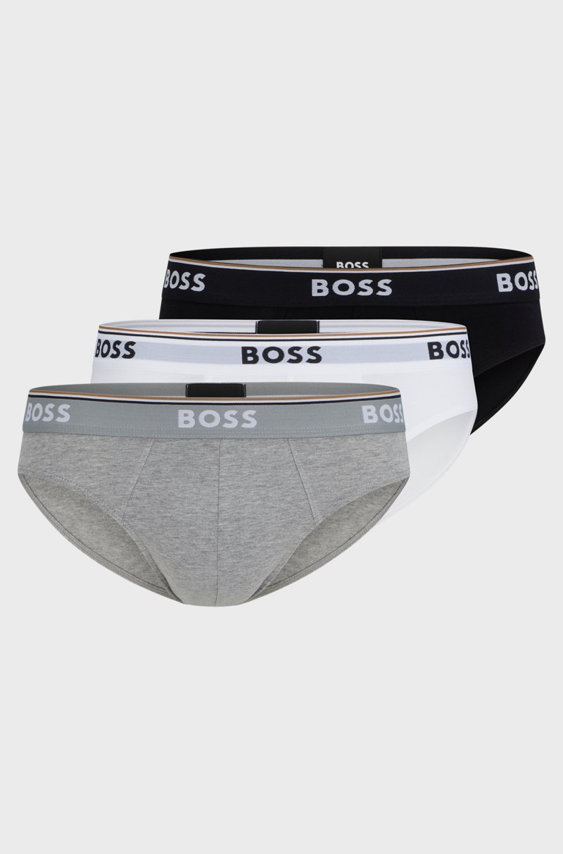 Hugo Boss Paquete De Tres Slips En Algodón Elástico Con Logos En La Cinturilla