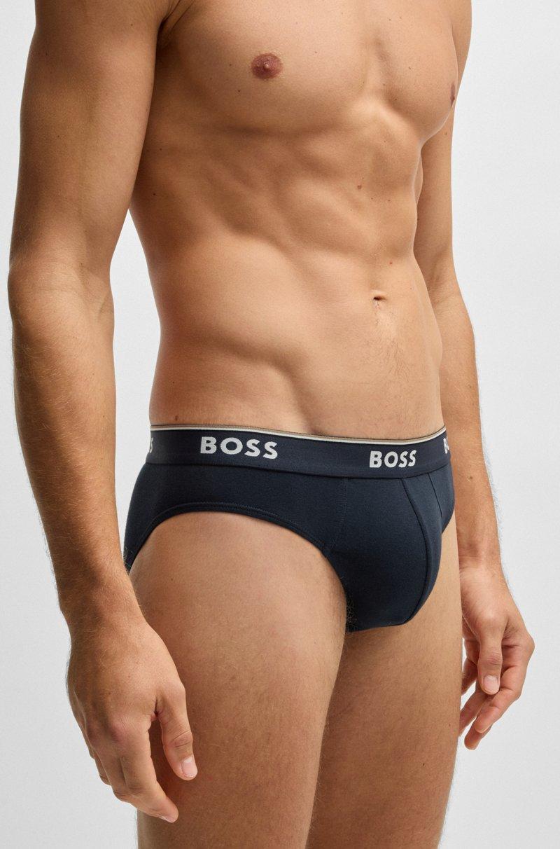 Hugo Boss Paquete De Tres Slips En Algodón Elástico Con Logos En La Cinturilla