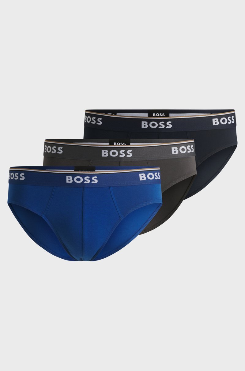 Hugo Boss Paquete De Tres Slips En Algodón Elástico Con Logos En La Cinturilla