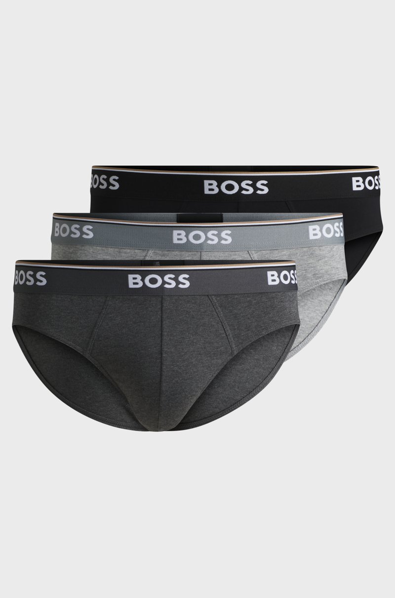 Hugo Boss Paquete de tres slips en algodón elástico con logos en la cinturilla