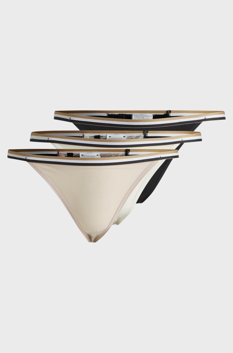 Hugo Boss Paquete De Tres Tangas Con Detalle De Rayas De La Marca En La Cintura