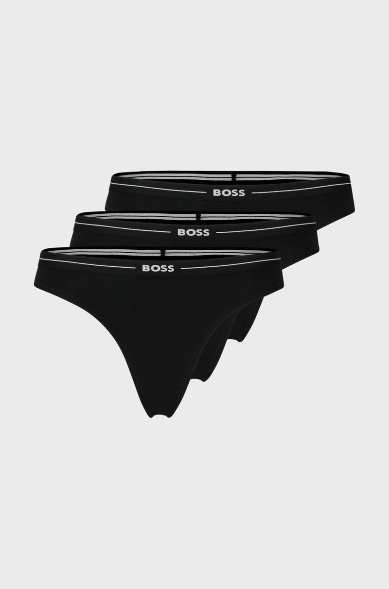 Hugo Boss Paquete De Tres Tangas De Algodón Elástico Con Logo En La Cintura
