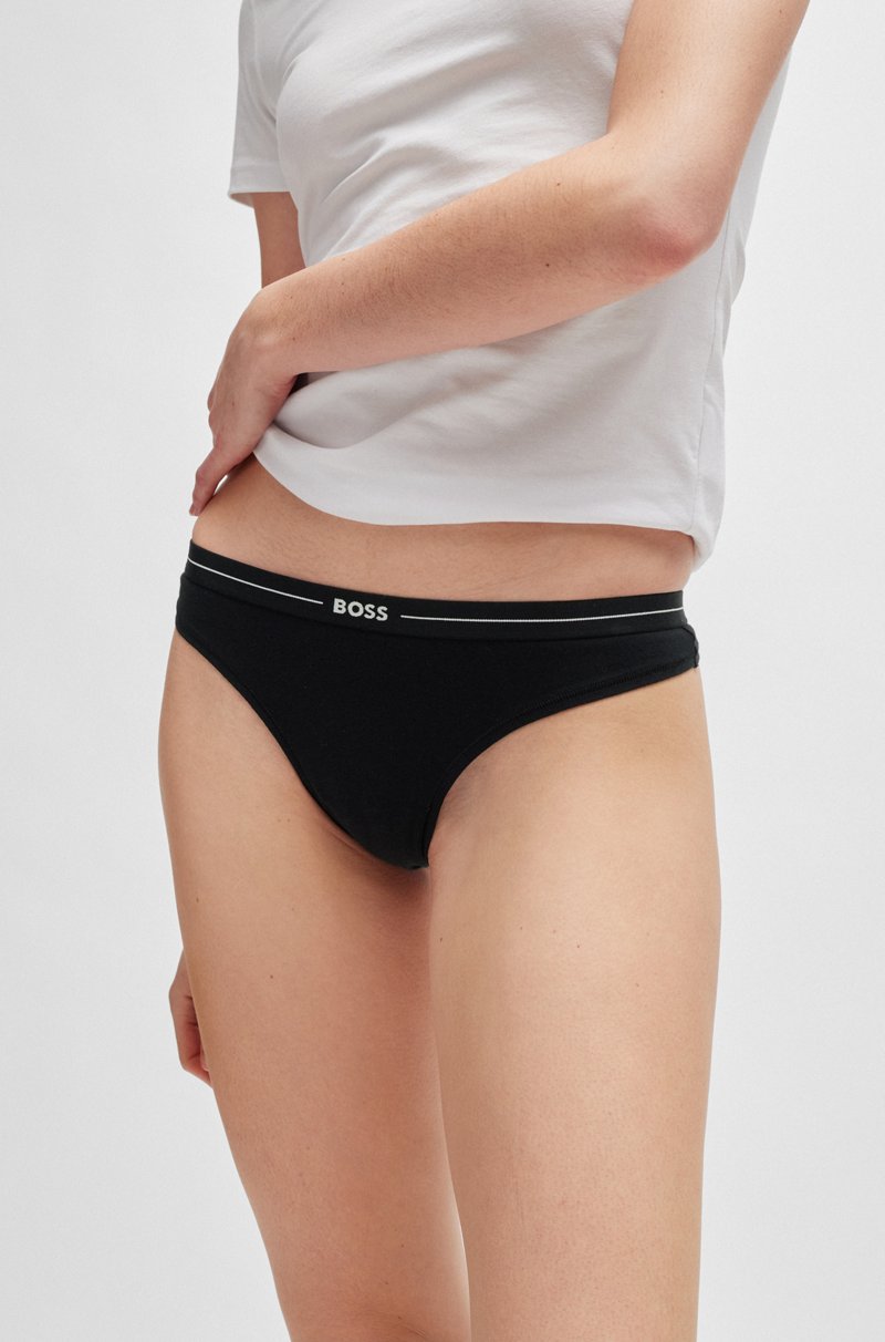 Hugo Boss Paquete De Tres Tangas De Algodón Elástico Con Logo En La Cintura