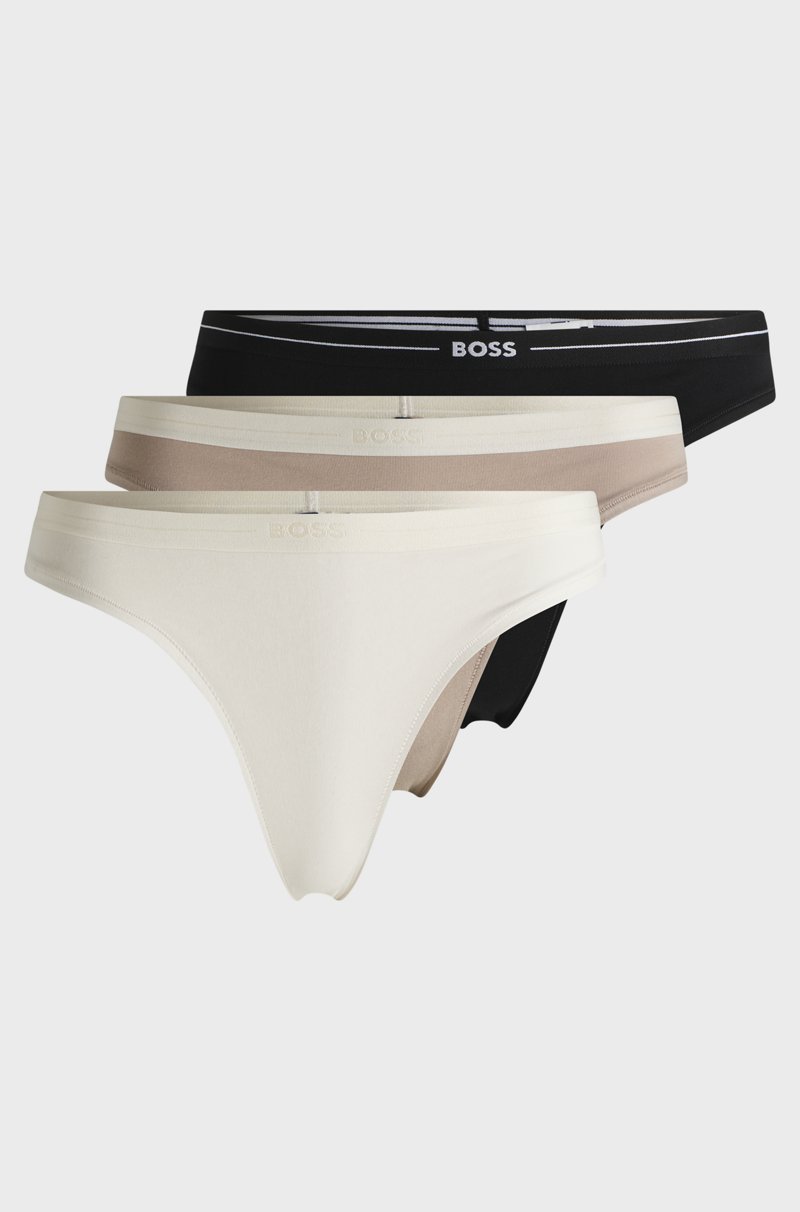 Hugo Boss Paquete De Tres Tangas De Algodón Elástico Con Logo En La Cintura