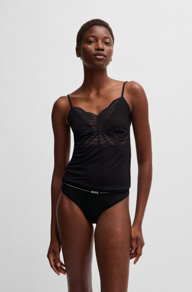 Hugo Boss Paquete de tres tangas de algodón elástico con logo en la cintura