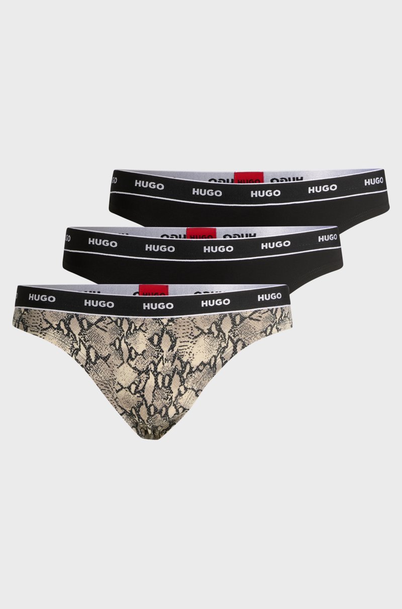 Hugo Boss Paquete De Tres Tangas En Algodón Elástico Con Logos En La Cintura