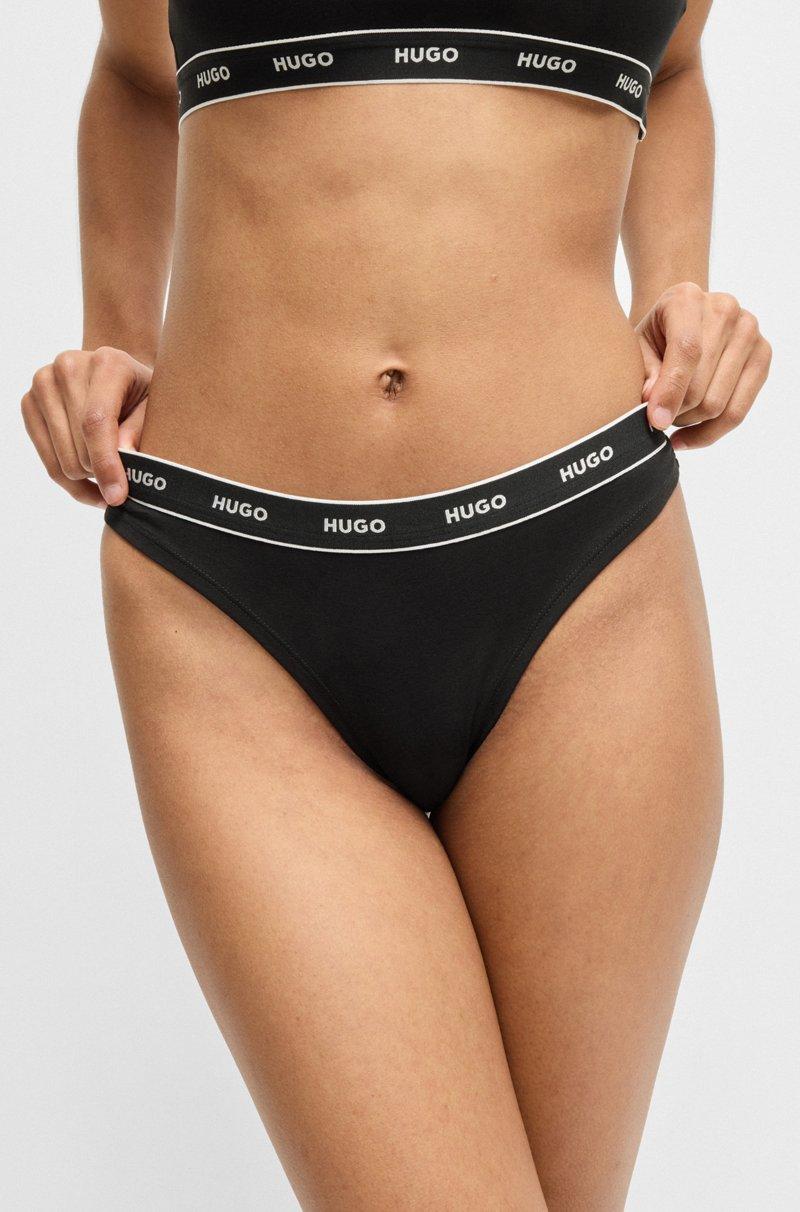 Hugo Boss Paquete De Tres Tangas En Algodón Elástico Con Logos En La Cintura