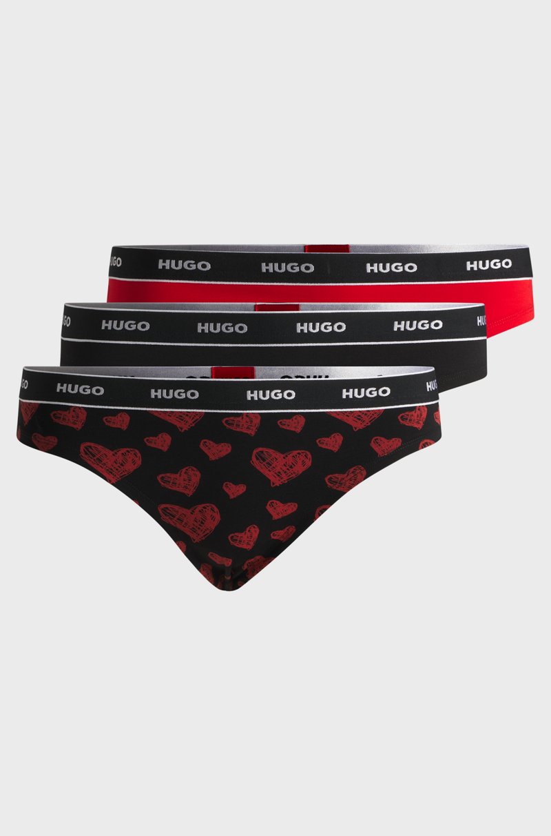 Hugo Boss Paquete De Tres Tangas En Algodón Elástico Con Logos En La Cintura