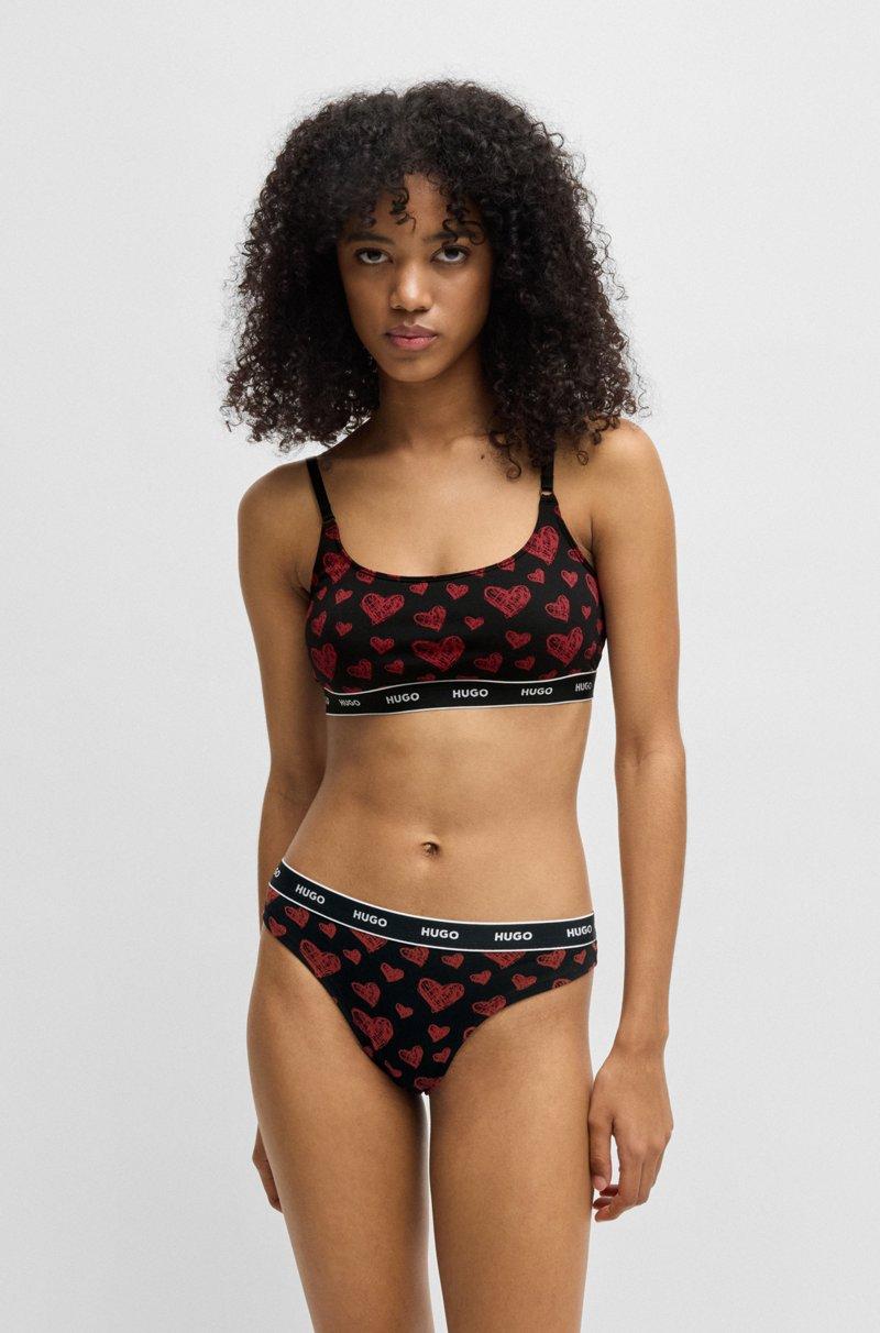 Hugo Boss Paquete de tres tangas en algodón elástico con logos en la cintura