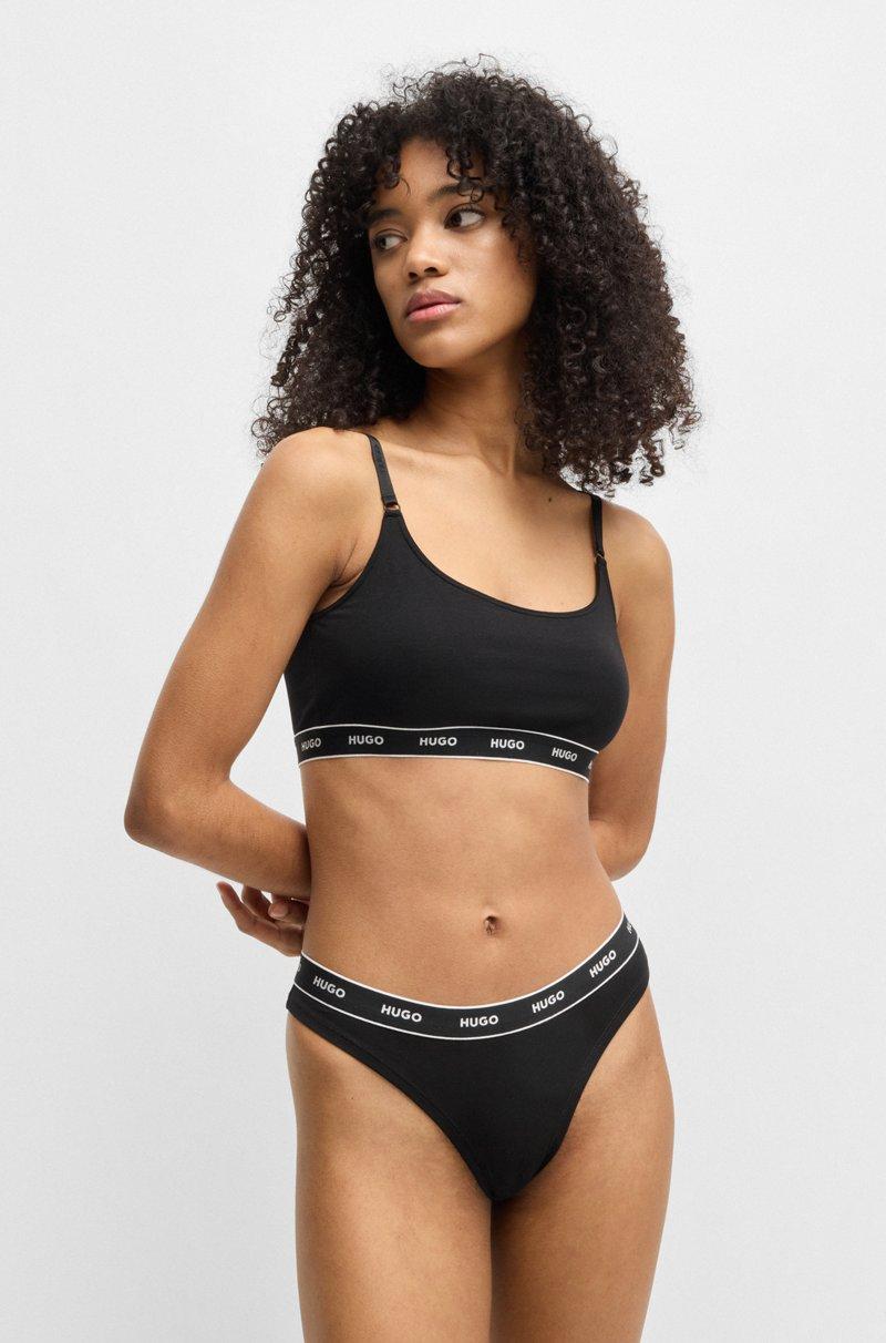 Hugo Boss Paquete de tres tangas en algodón elástico con logos en la cintura