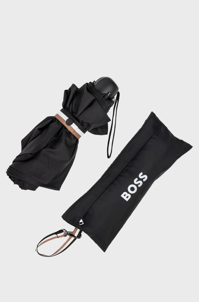 Hugo Boss Paraguas Mini Con Tira De Cierre A Rayas De La Marca