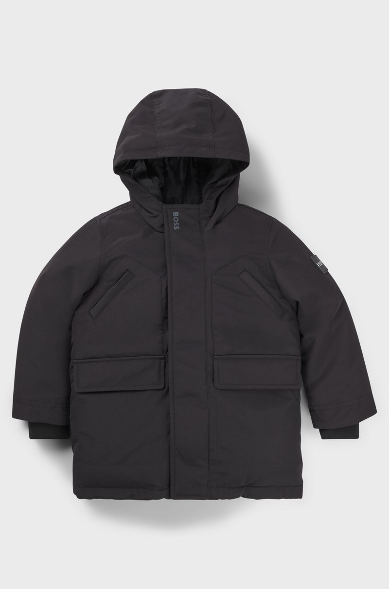 Hugo Boss Parka Con Capucha E Insignia De Logo Para Niños