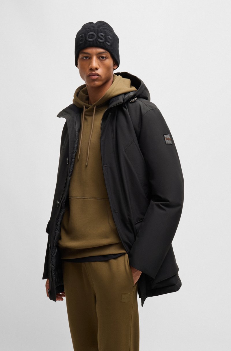 Hugo Boss Parka relaxed fit de tejido otomano repelente al agua