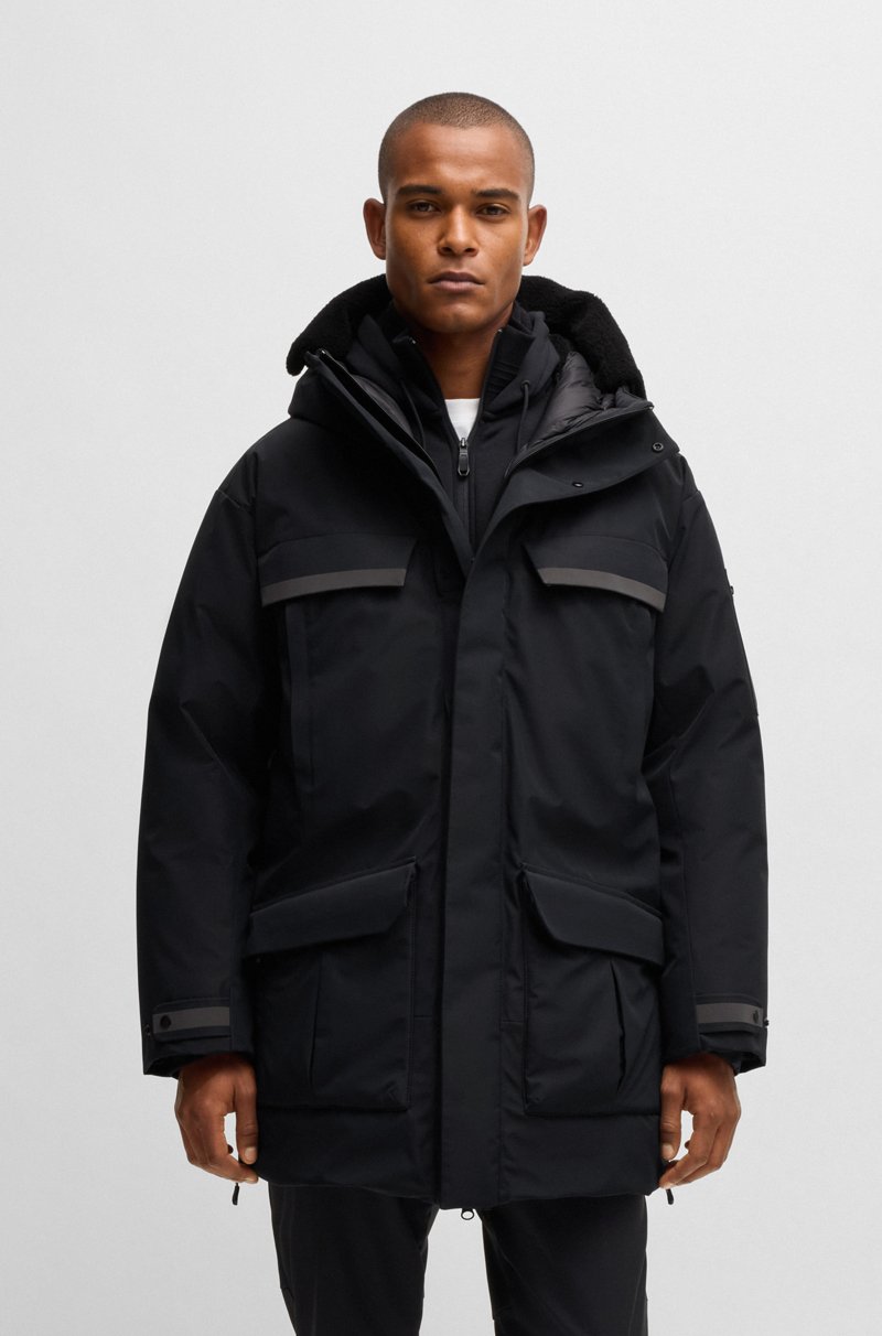 Hugo Boss Parka repelente al agua con capucha desmontable de forro polar