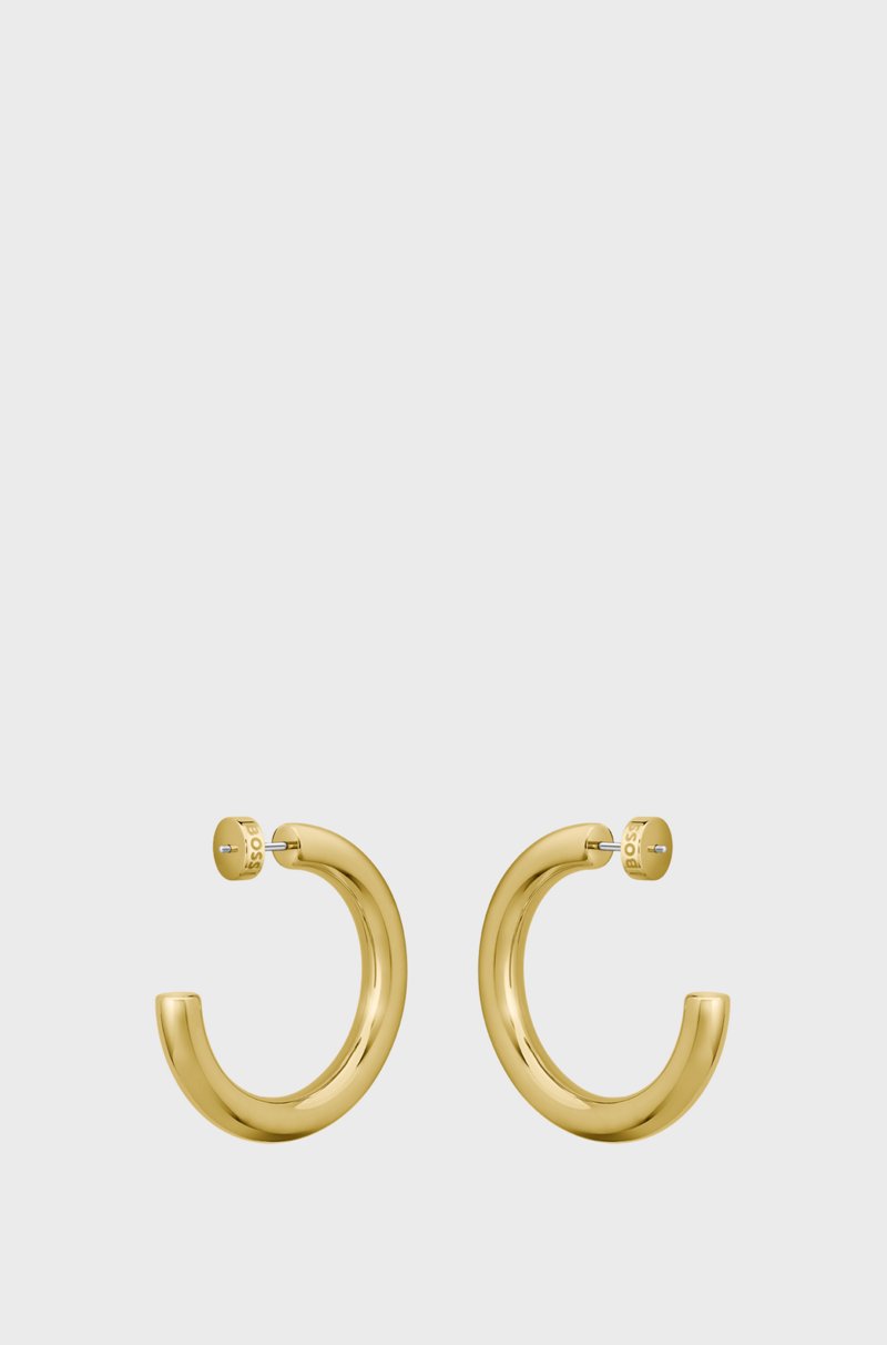 Hugo Boss Pendientes De Aro Dorados Con Detalle De Logo