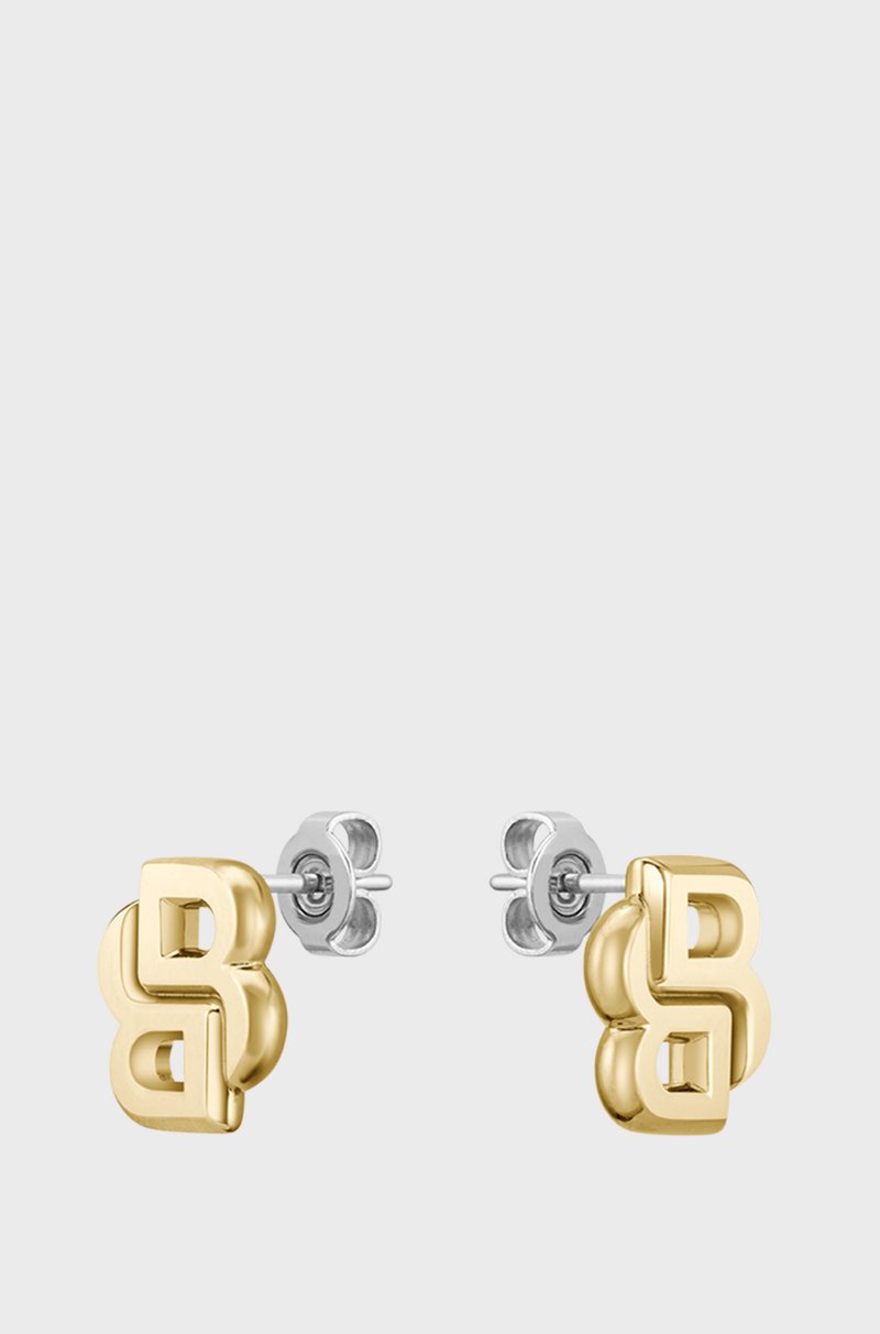 Hugo Boss Pendientes dorados con monograma Double B