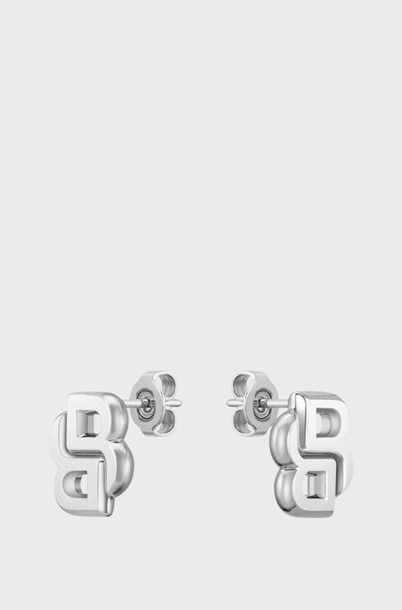 Hugo Boss Pendientes plateados con monograma Double B