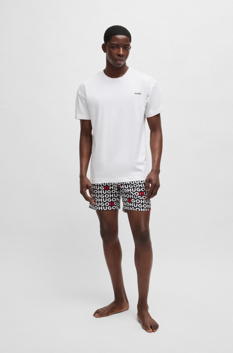 Hugo Boss Pijama De Algodón Elástico Con Logo Estampado En Caja De Regalo