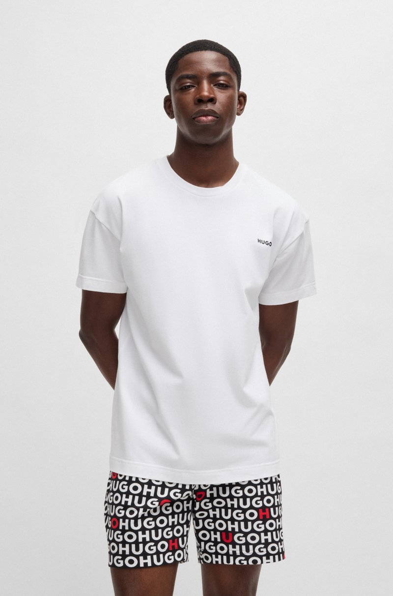 Hugo Boss Pijama De Algodón Elástico Con Logo Estampado En Caja De Regalo