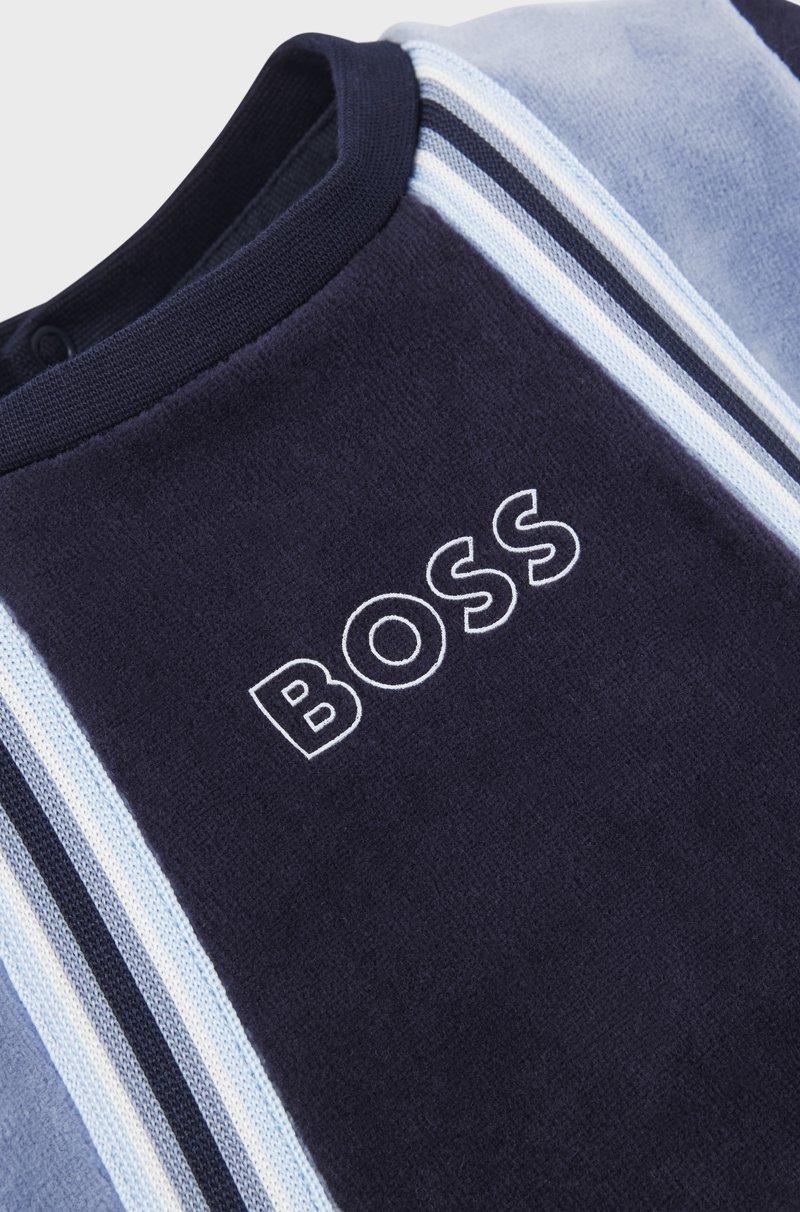 Hugo Boss Pijama Integral Para Bebé En Terciopelo De Algodón Con Logo Estampado