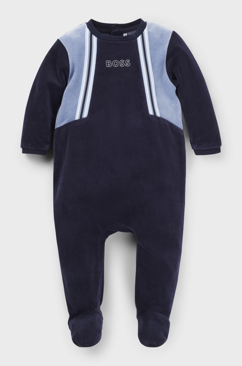 Hugo Boss Pijama Integral Para Bebé En Terciopelo De Algodón Con Logo Estampado