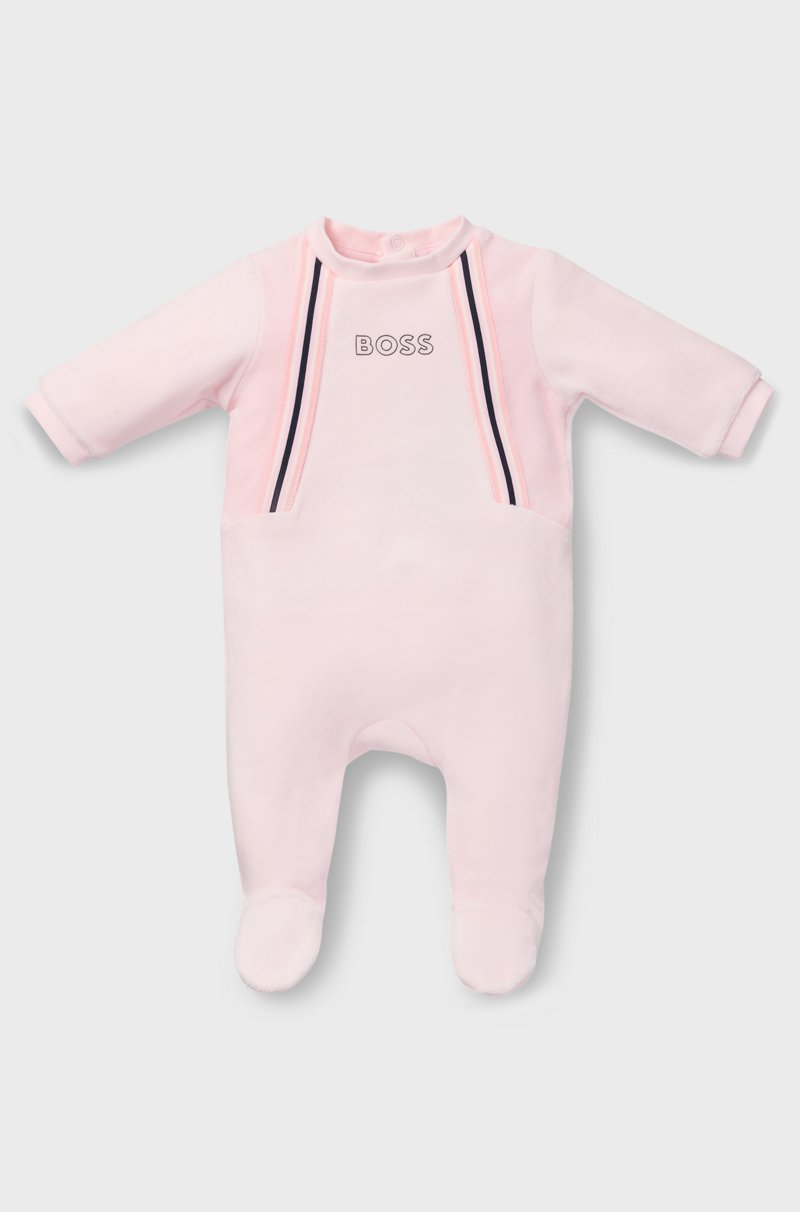 Hugo Boss Pijama Para Bebé En Terciopelo De Algodón Con Logo Estampado