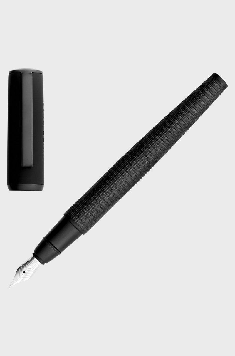 Hugo Boss Pluma estilográfica de textura mixta con capuchón negro de la marca