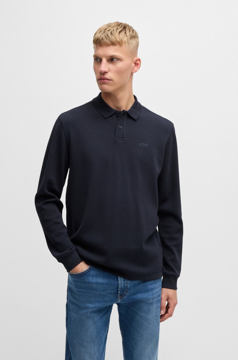 Hugo Boss Polo de algodón elástico con estructura de rejilla