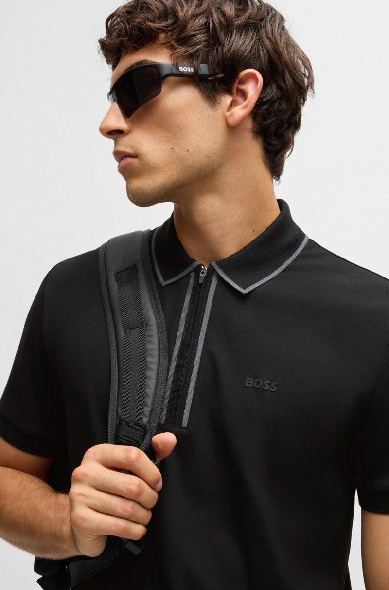 Hugo Boss Polo De Algodón Elástico Con Rayas En Contraste