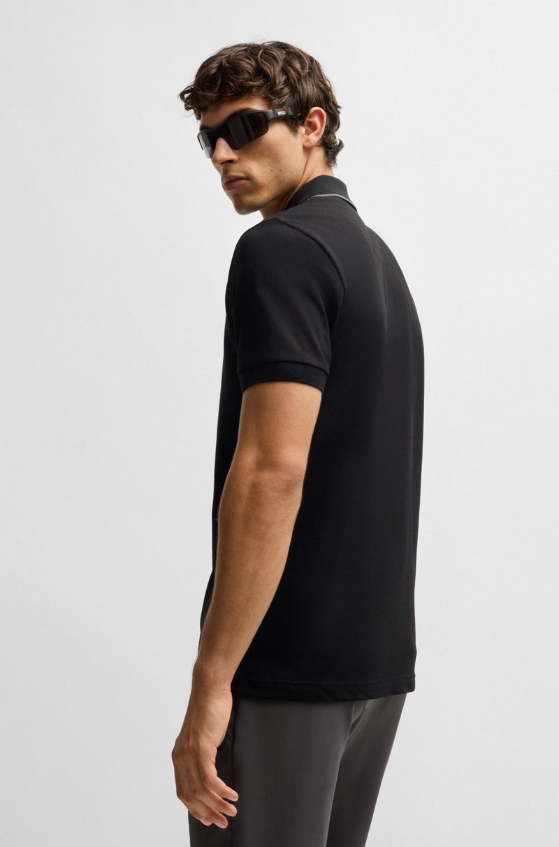 Hugo Boss Polo De Algodón Elástico Con Rayas En Contraste