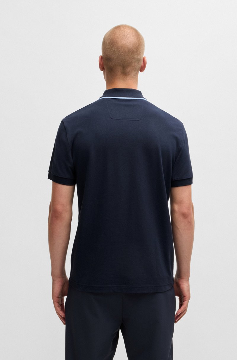 Hugo Boss Polo De Algodón Elástico Con Rayas En Contraste