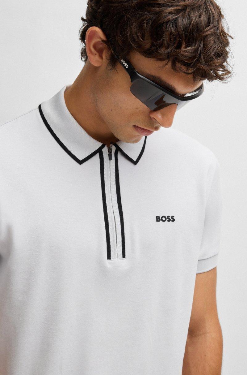 Hugo Boss Polo De Algodón Elástico Con Rayas En Contraste