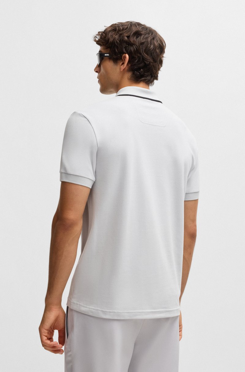 Hugo Boss Polo De Algodón Elástico Con Rayas En Contraste