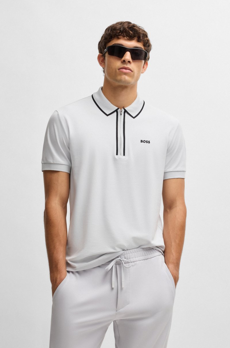 Hugo Boss Polo De Algodón Elástico Con Rayas En Contraste