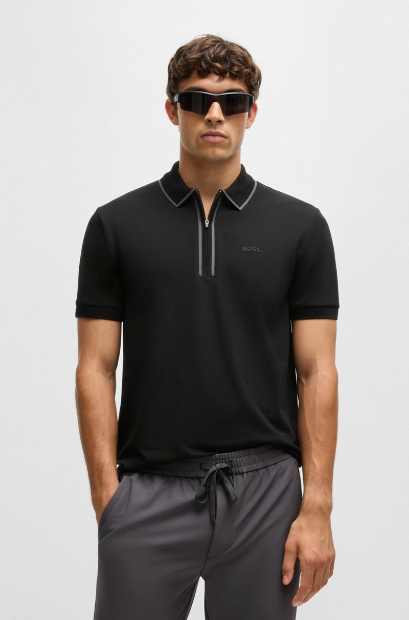 Hugo Boss Polo de algodón elástico con rayas en contraste
