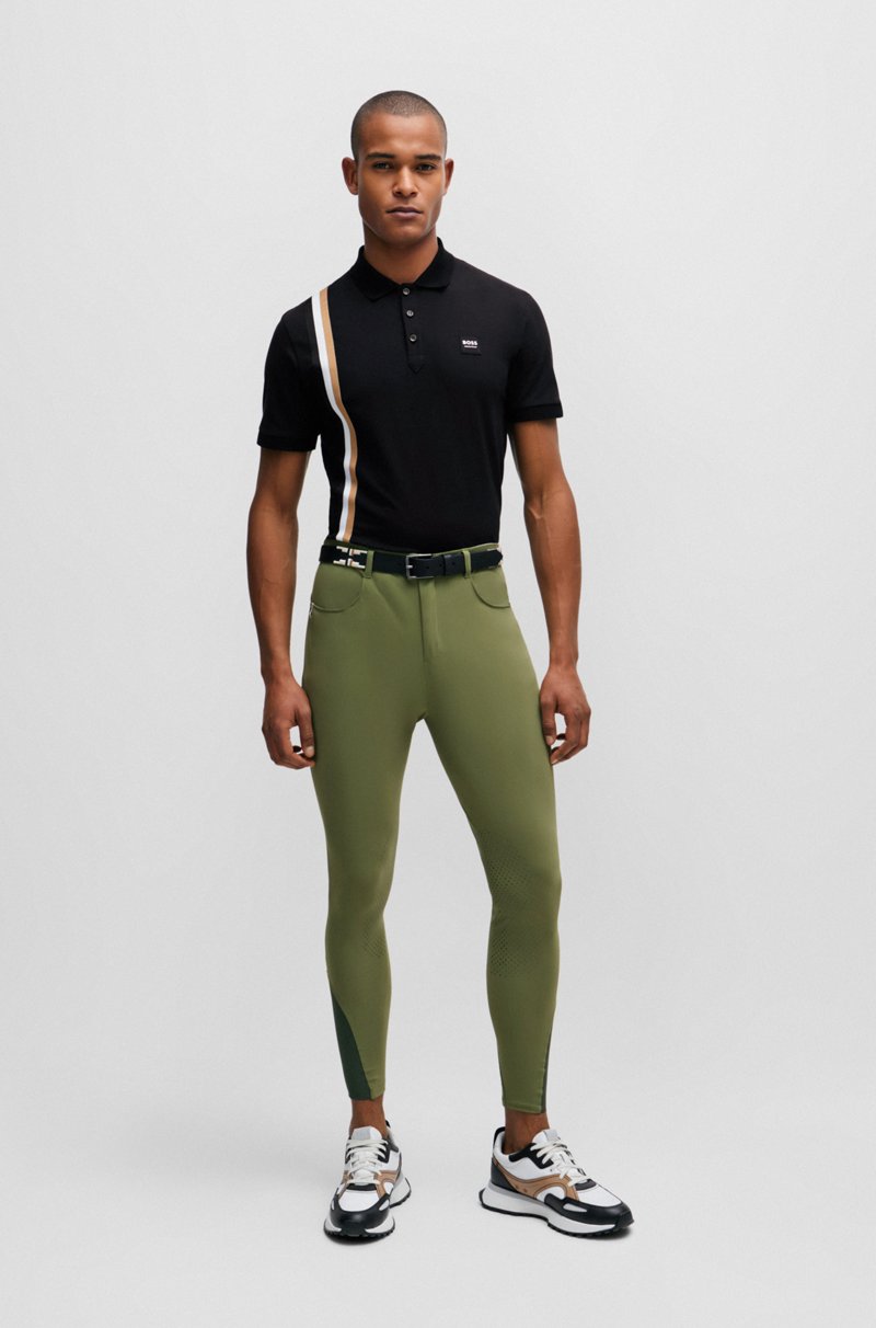 Hugo Boss Polo De Algodón Elástico Para Equitación Con Parche De Logo De Silicona