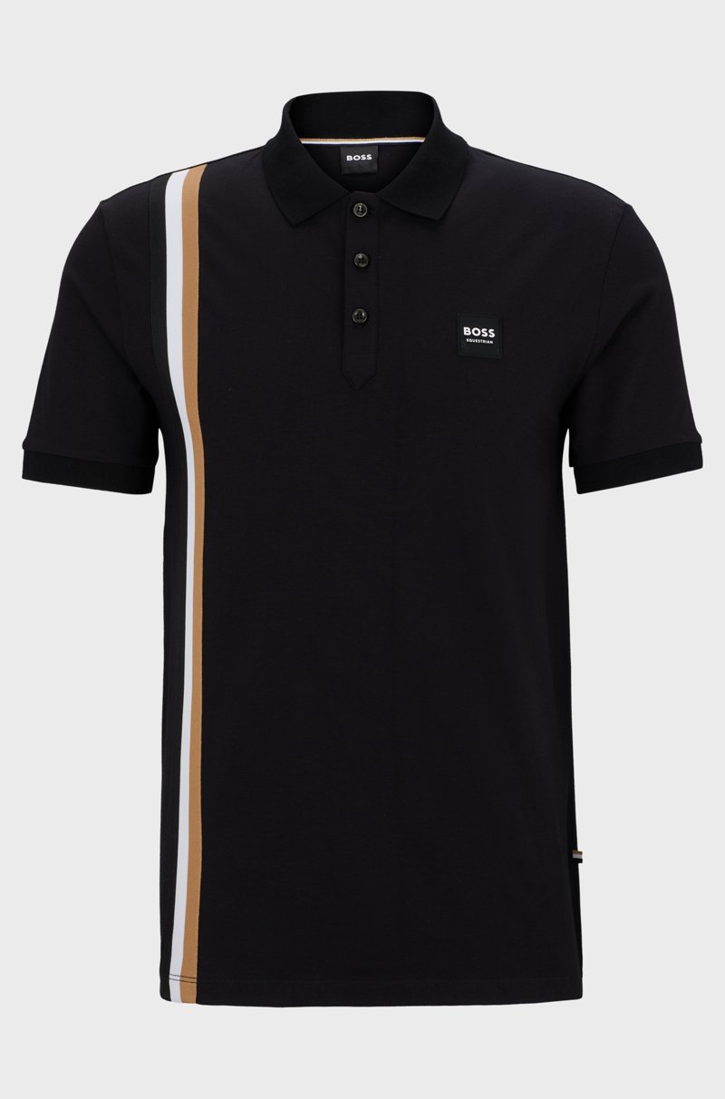 Hugo Boss Polo De Algodón Elástico Para Equitación Con Parche De Logo De Silicona