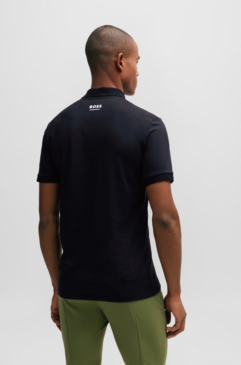 Hugo Boss Polo De Algodón Elástico Para Equitación Con Parche De Logo De Silicona