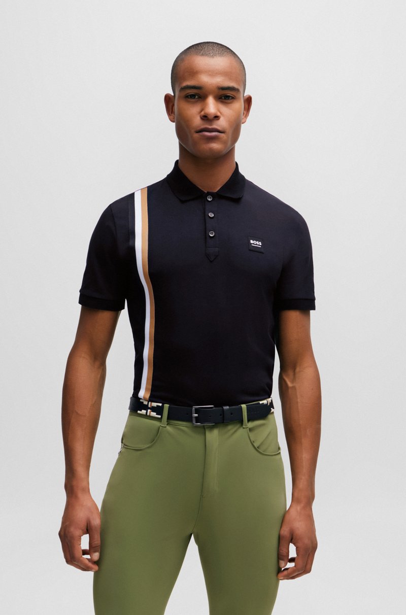 Hugo Boss Polo de algodón elástico para equitación con parche de logo de silicona