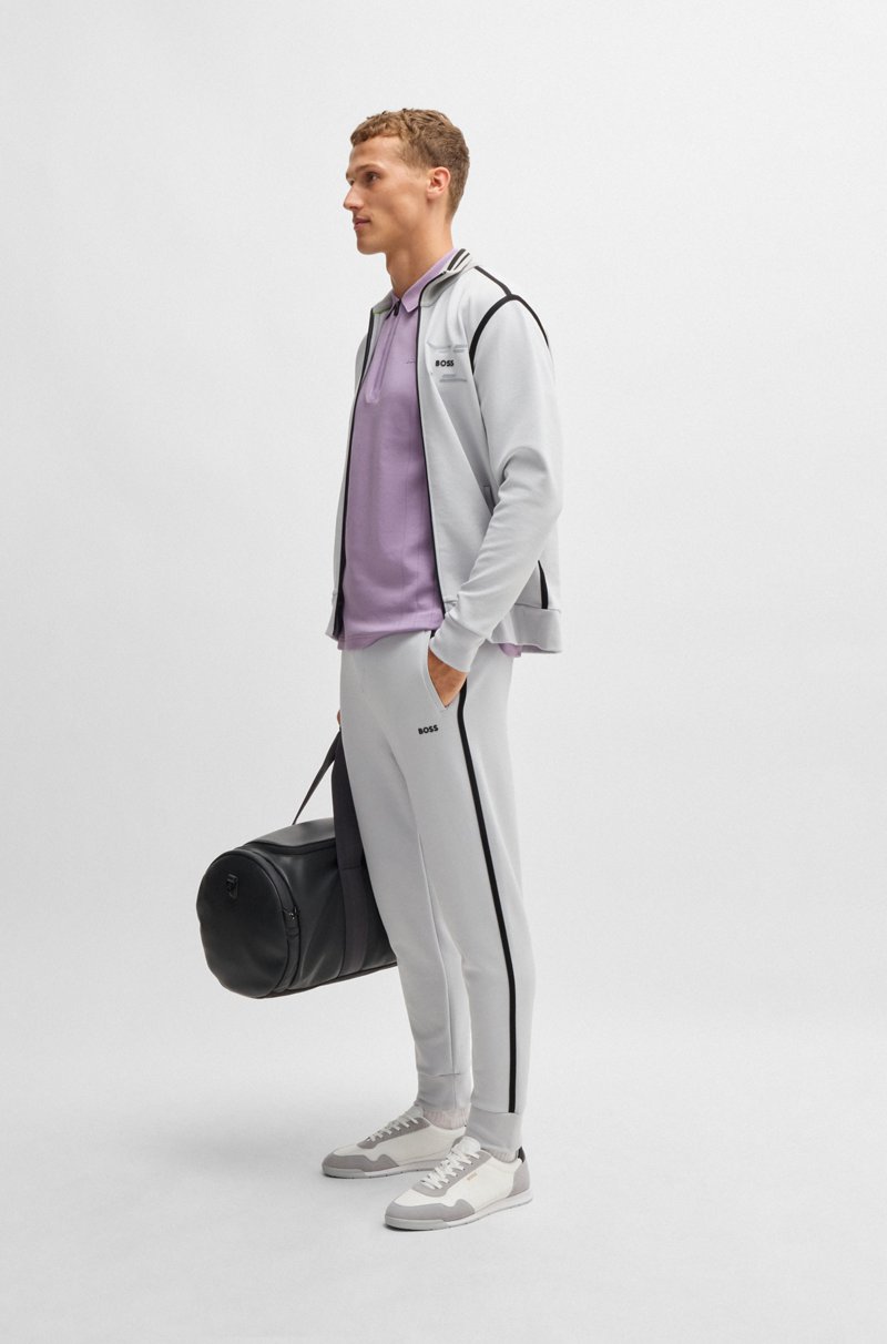 Hugo Boss Polo De Algodón En Tejido Elástico Con Acanalado Vertical