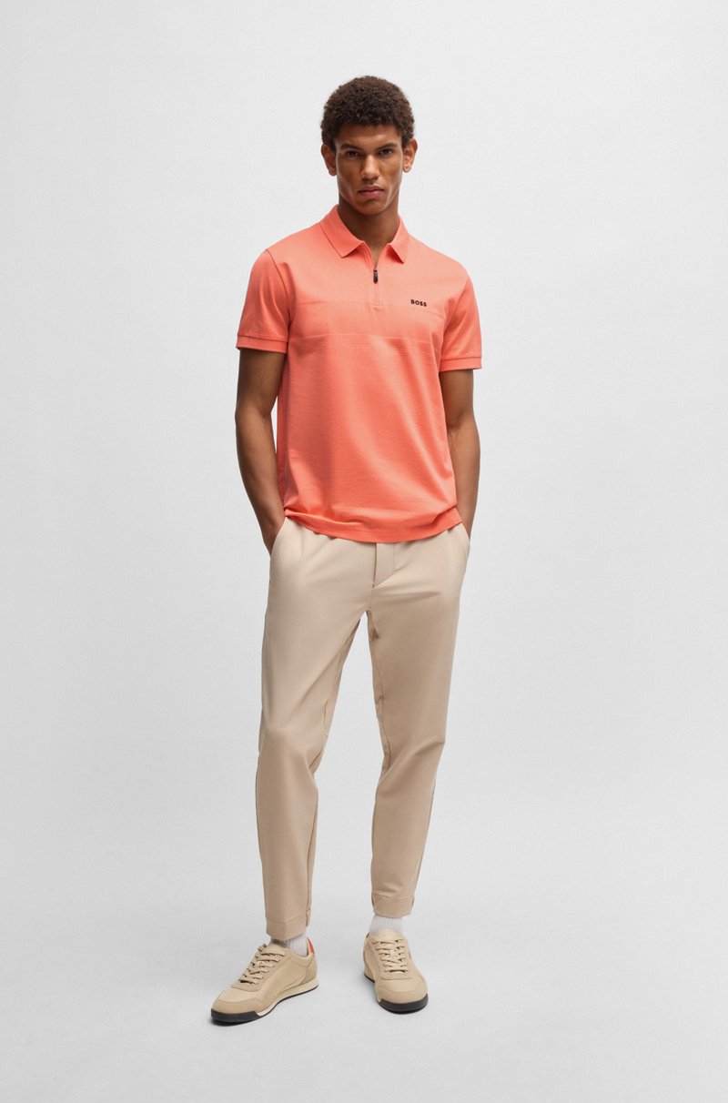 Hugo Boss Polo De Algodón Estructurado Con Cuello Con Cremallera