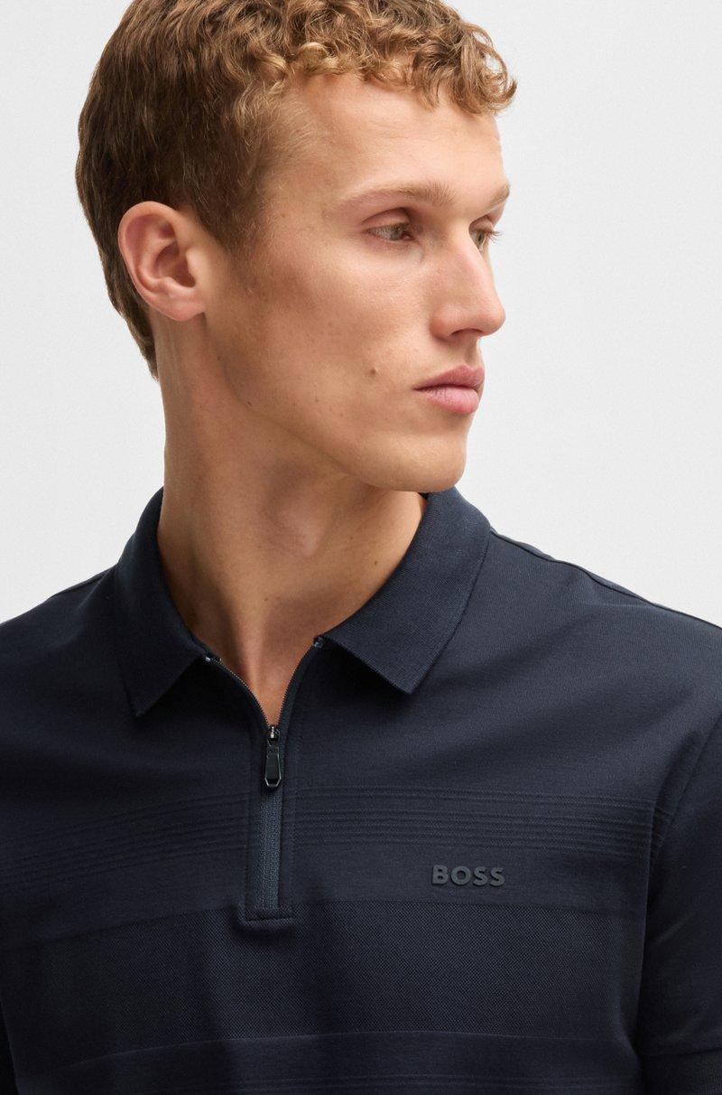 Hugo Boss Polo De Algodón Estructurado Con Cuello Con Cremallera
