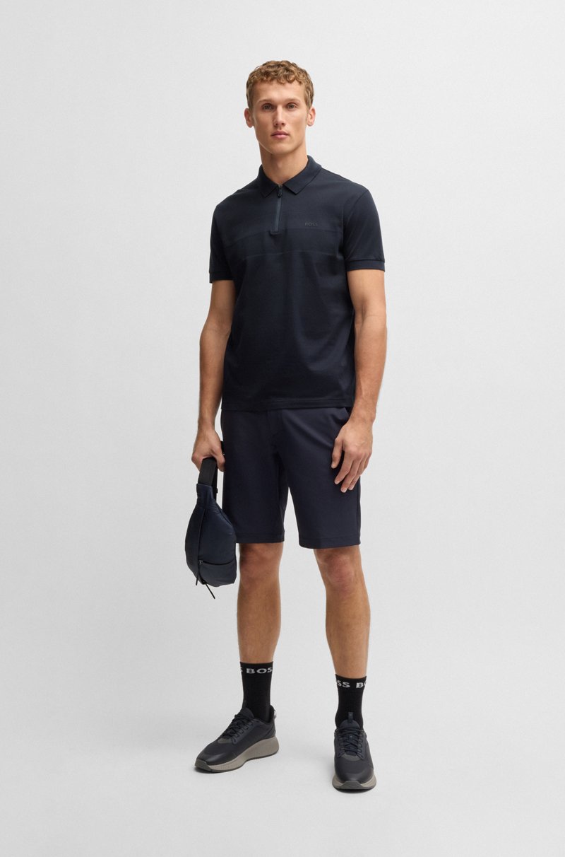 Hugo Boss Polo De Algodón Estructurado Con Cuello Con Cremallera