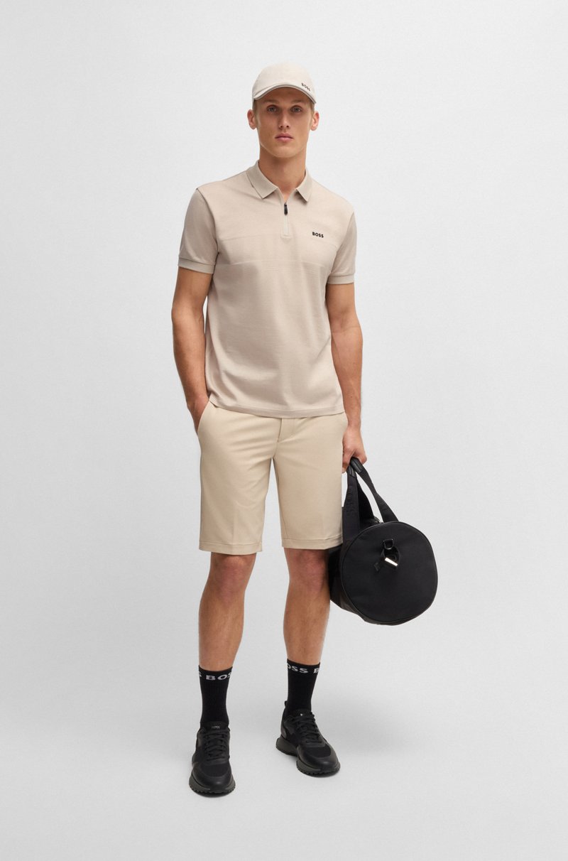 Hugo Boss Polo De Algodón Estructurado Con Cuello Con Cremallera