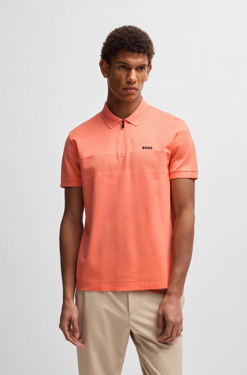 Hugo Boss Polo de algodón estructurado con cuello con cremallera