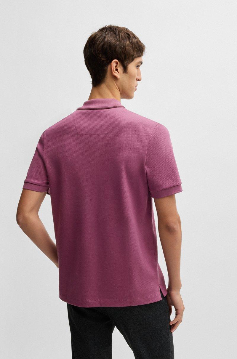Hugo Boss Polo De Algodón Estructurado Con Tapeta De Cremallera