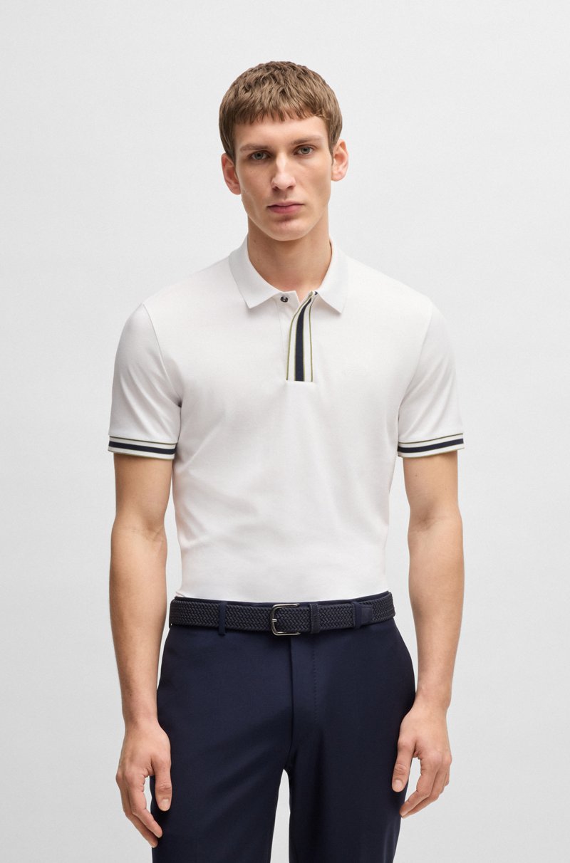 Hugo Boss Polo de algodón interlock con extremos en contraste