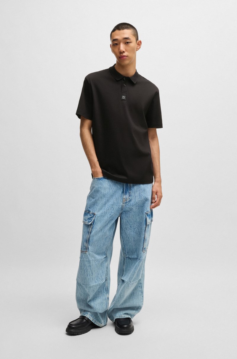 Hugo Boss Polo De Algodón Interlock Con Logo Apilado