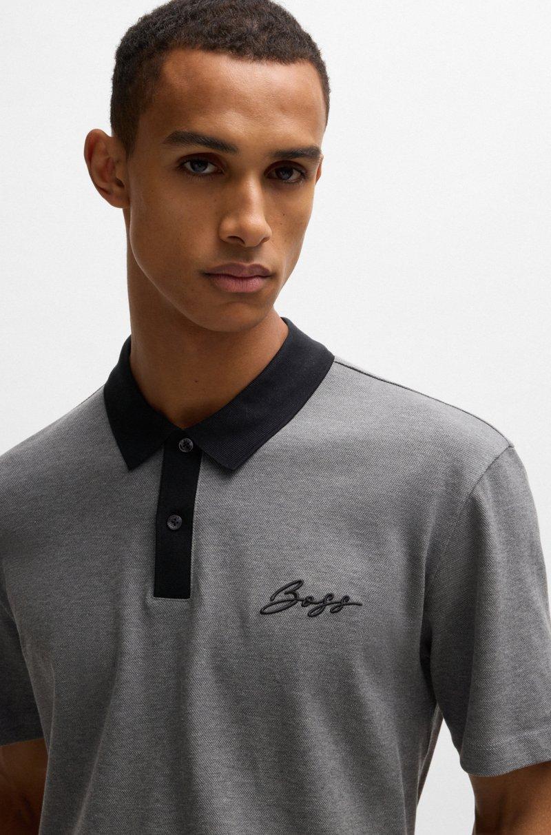 Hugo Boss Polo De Algodón Mercerizado Con Logo Caligrafiado